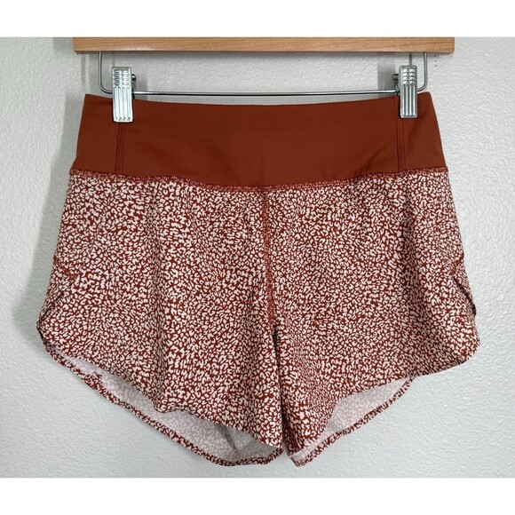 ATHLETA Run With It Printed 3.5” Shorts WOMENS XXS Micro Cheetah Rust Orange UT - Picture 5 of 15